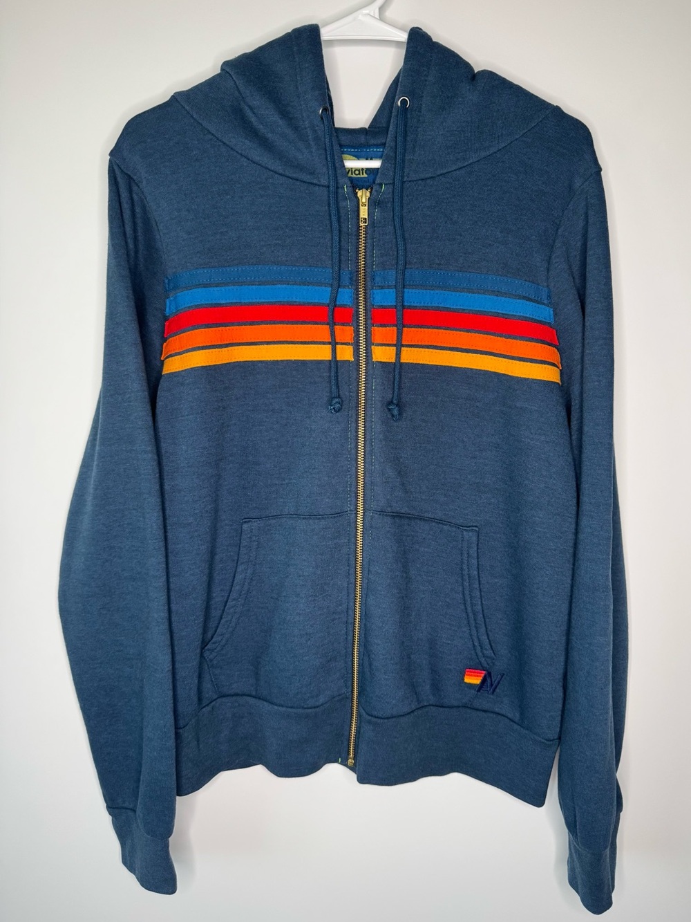 Aviator Nation 5 Stripe Zip Up Hoodie